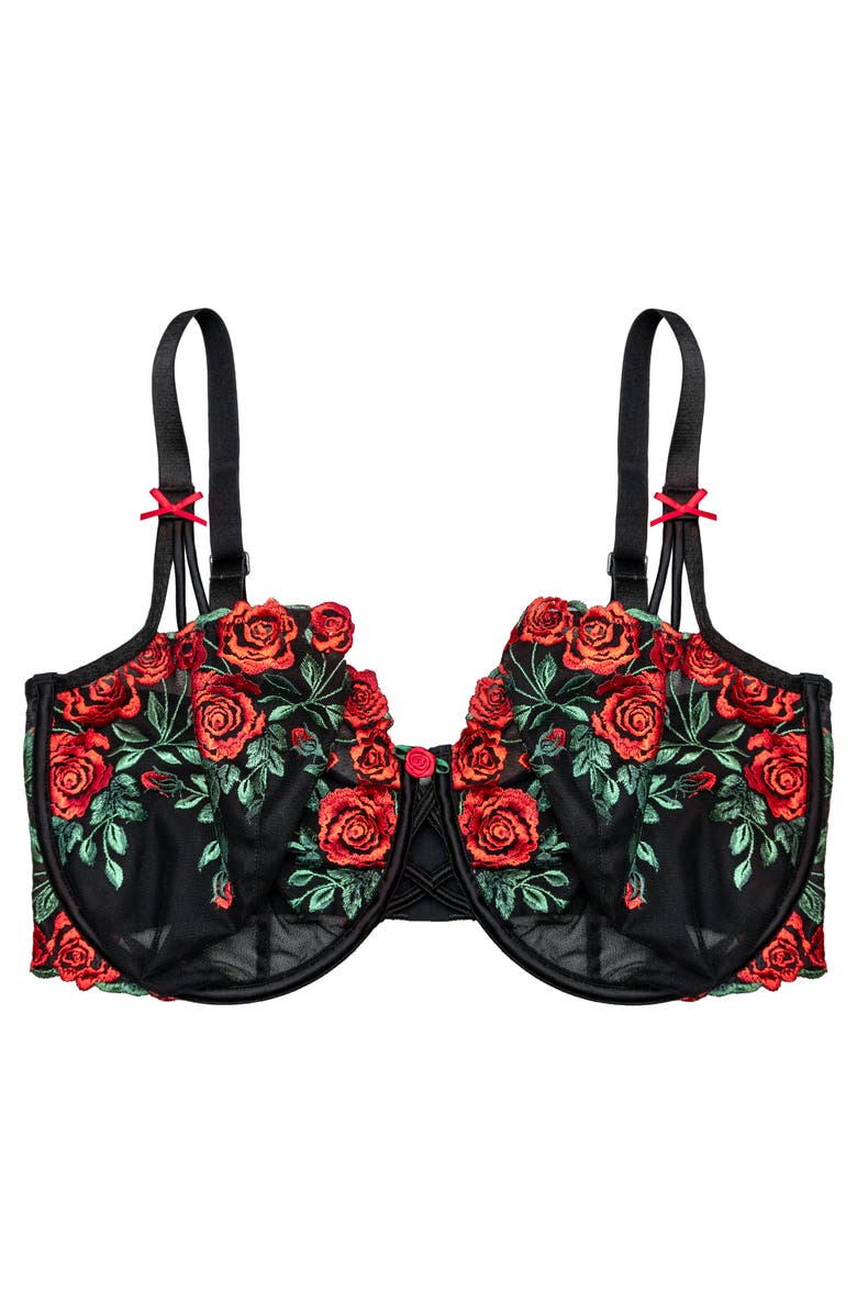 Curvy Couture Floral Embroidered Balconette Bra, Alternate, color, Rose Garden Embroide