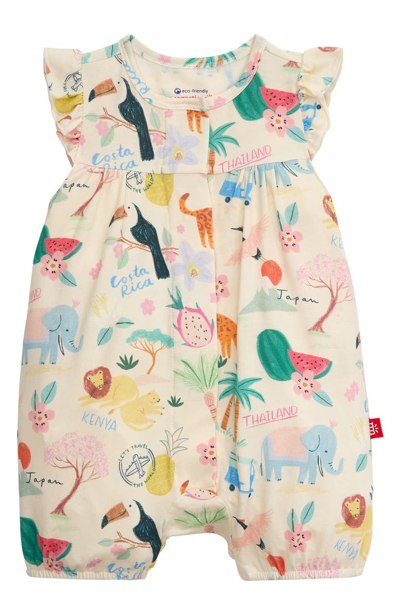 Magnetic Me Wanderlust Ruffle Bubble Romper, Main, color,