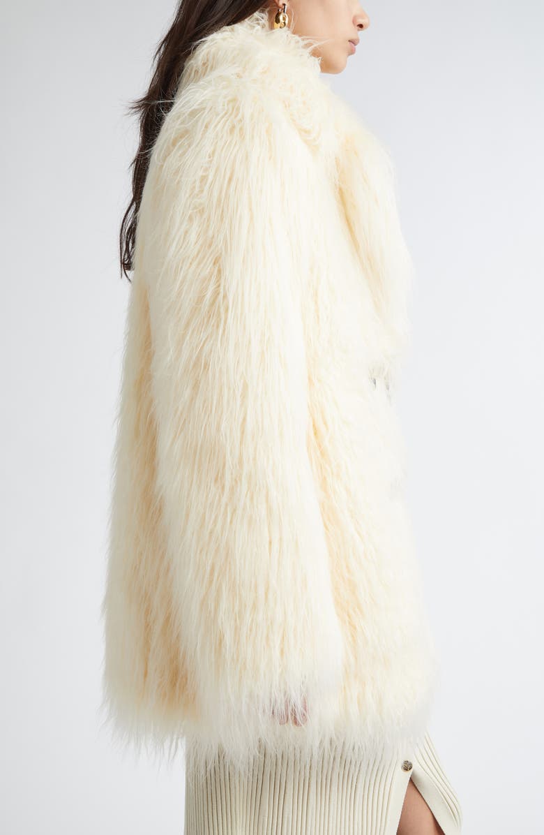 Rabanne Faux Shearling Duffle Coat, Alternate, color, Ivory