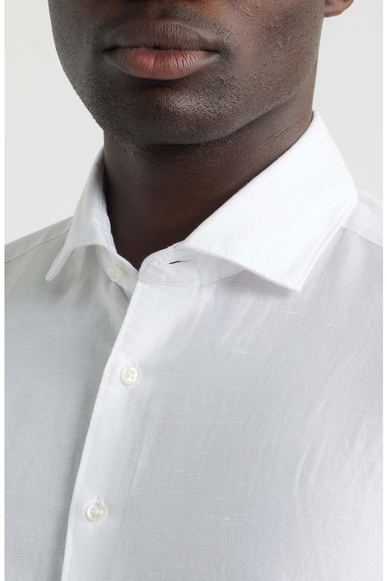 Modern Fit Cotton & Linen Dress Shirt, Alternate, color, WHITE
