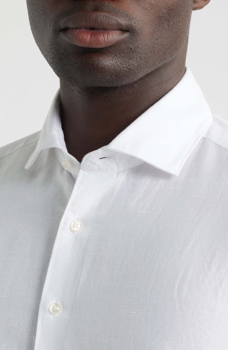 1863 by Eterna Modern Fit Cotton & Linen Dress Shirt, Alternate, color, White