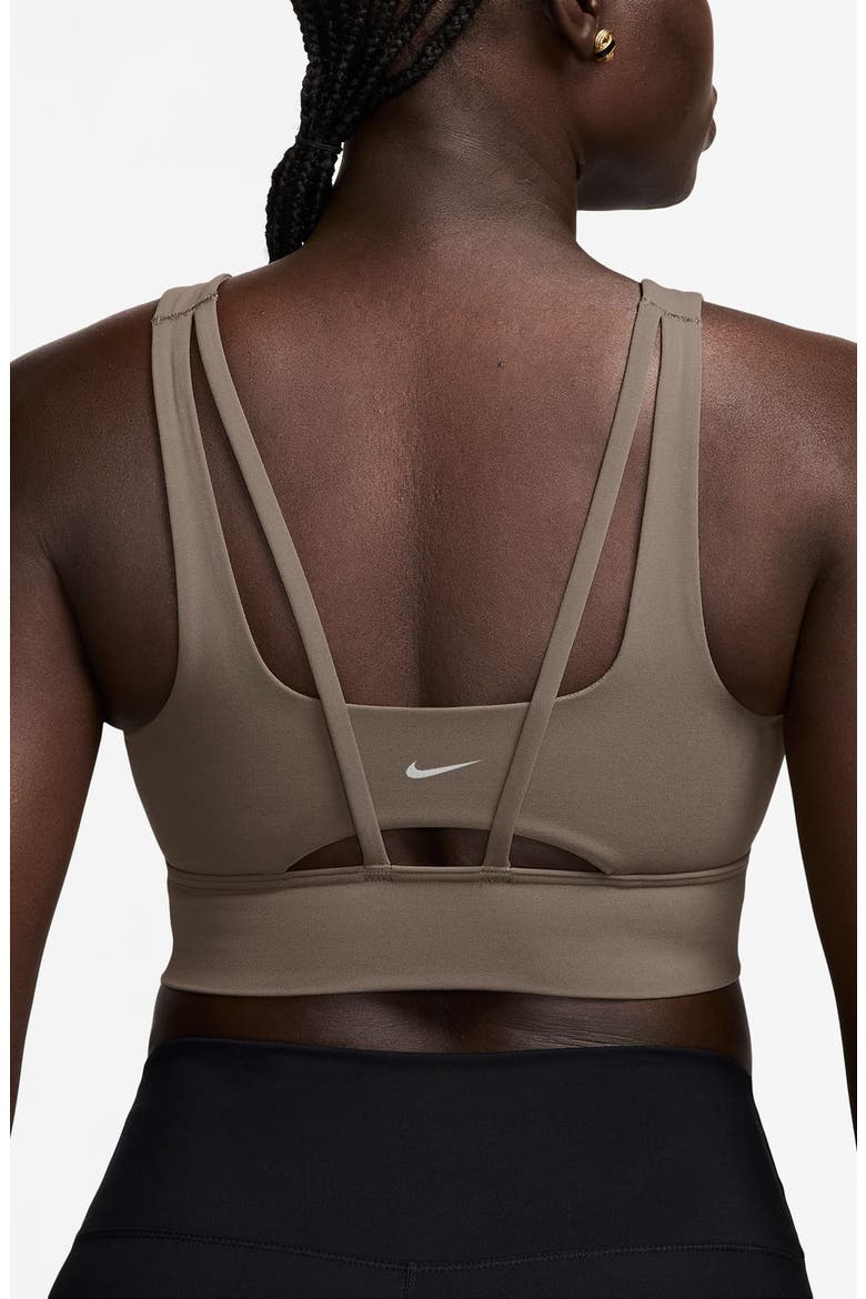 Zenvy Medium-Support Padded Longline Sports Bra, Alternate, color, MINK BROWN/ WHITE