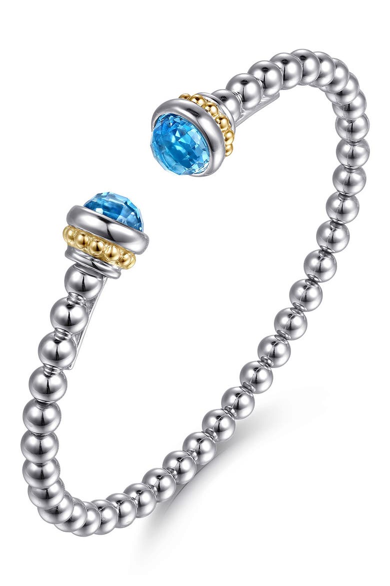 Bujukan 14k Gold & Sterling Silver Blue Topaz Bangle, Alternate, color, STERLING / 14K/ BLUE TOPAZ