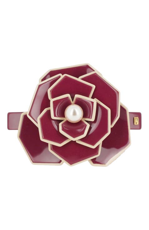 Art deco camelia flower hair acetate barette