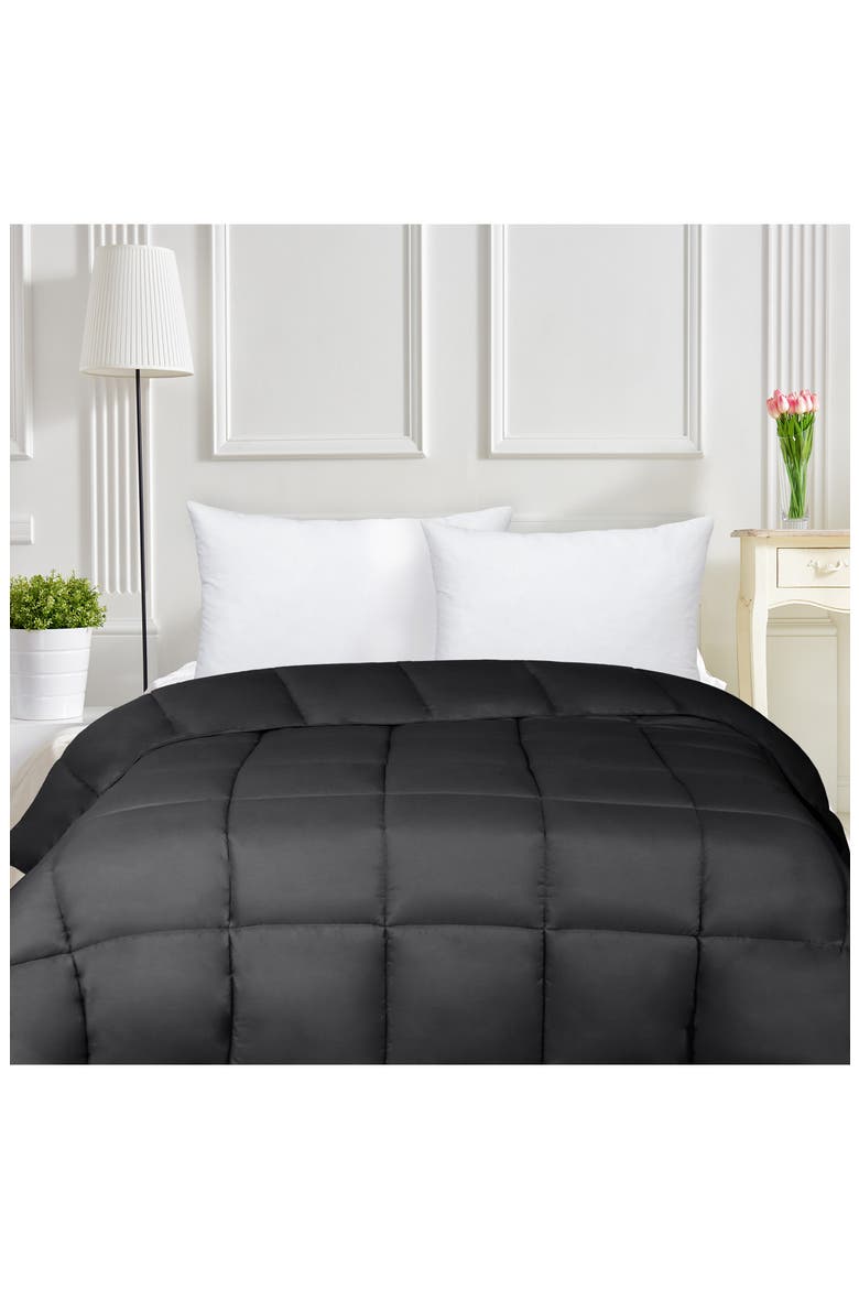 Reversible Down Alternative Comforter, Alternate, color, BLACK