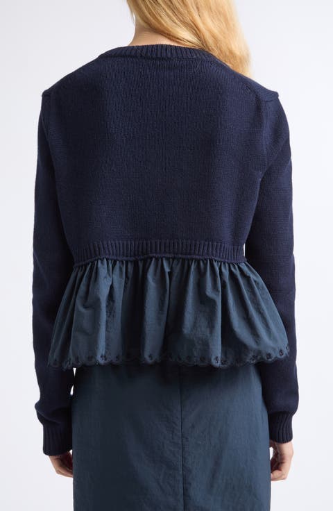 Peplum Recycled Cashmere Blend Cardigan