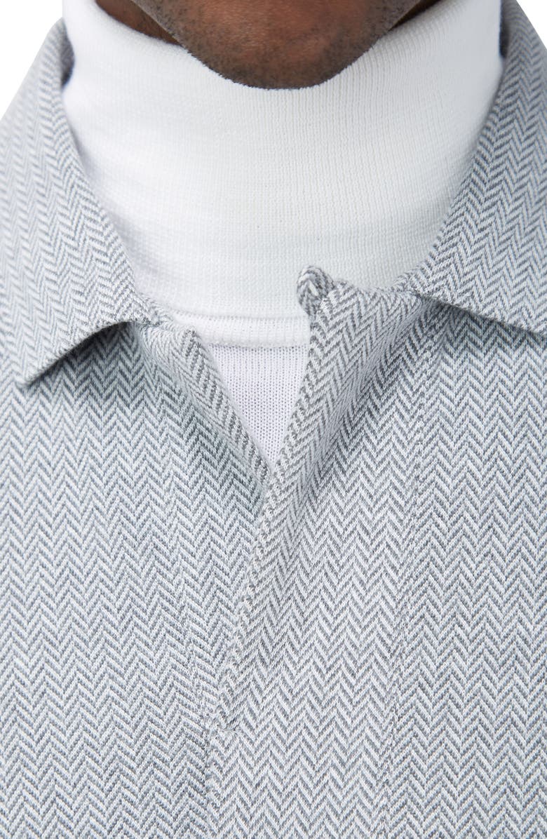 Bugatchi Long Sleeve Cotton Blend Polo, Alternate, color, Cement