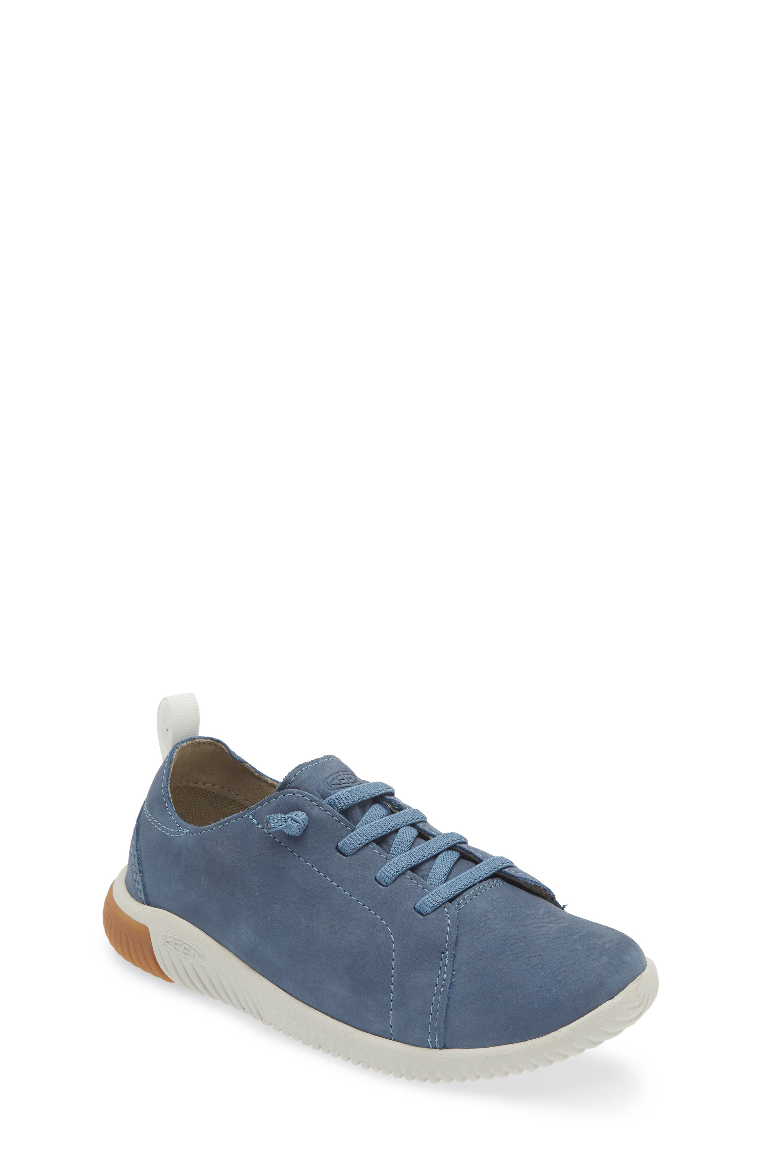 KEEN Kids' KNX Leather Sneaker in Coronet Blue/Vapor 