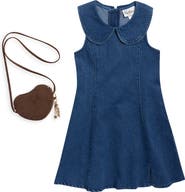 Rare Editions Kids' Peter Pan Collar Denim Dress & Crossbody Bag Set