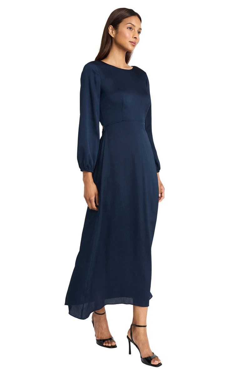DONNA MORGAN FOR MAGGY Long Sleeve Tie Back Maxi Dress, Alternate, color, Navy Blazer