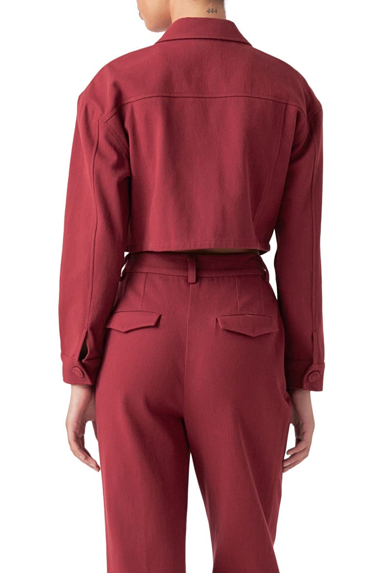 Boxy Crop Utility Shirt Jacket, Alternate, color, BURGUNDY