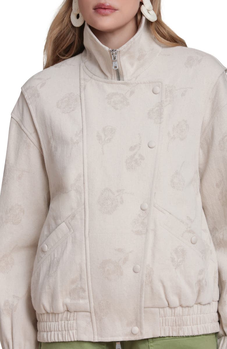 Avec Les Filles Cotton & Linen Blend Bomber Jacket, Alternate, color, Ecru