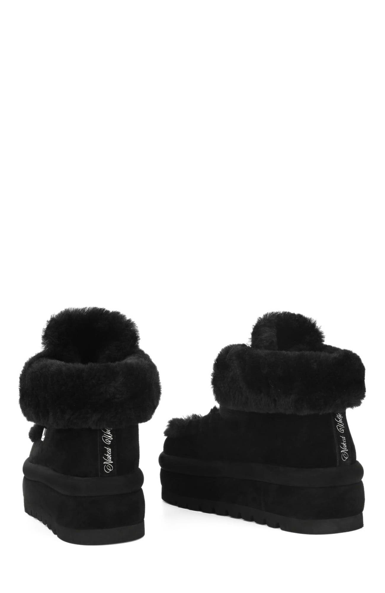 Naked Wolfe Bambi Black Suede/Shearling, Alternate, color, Black