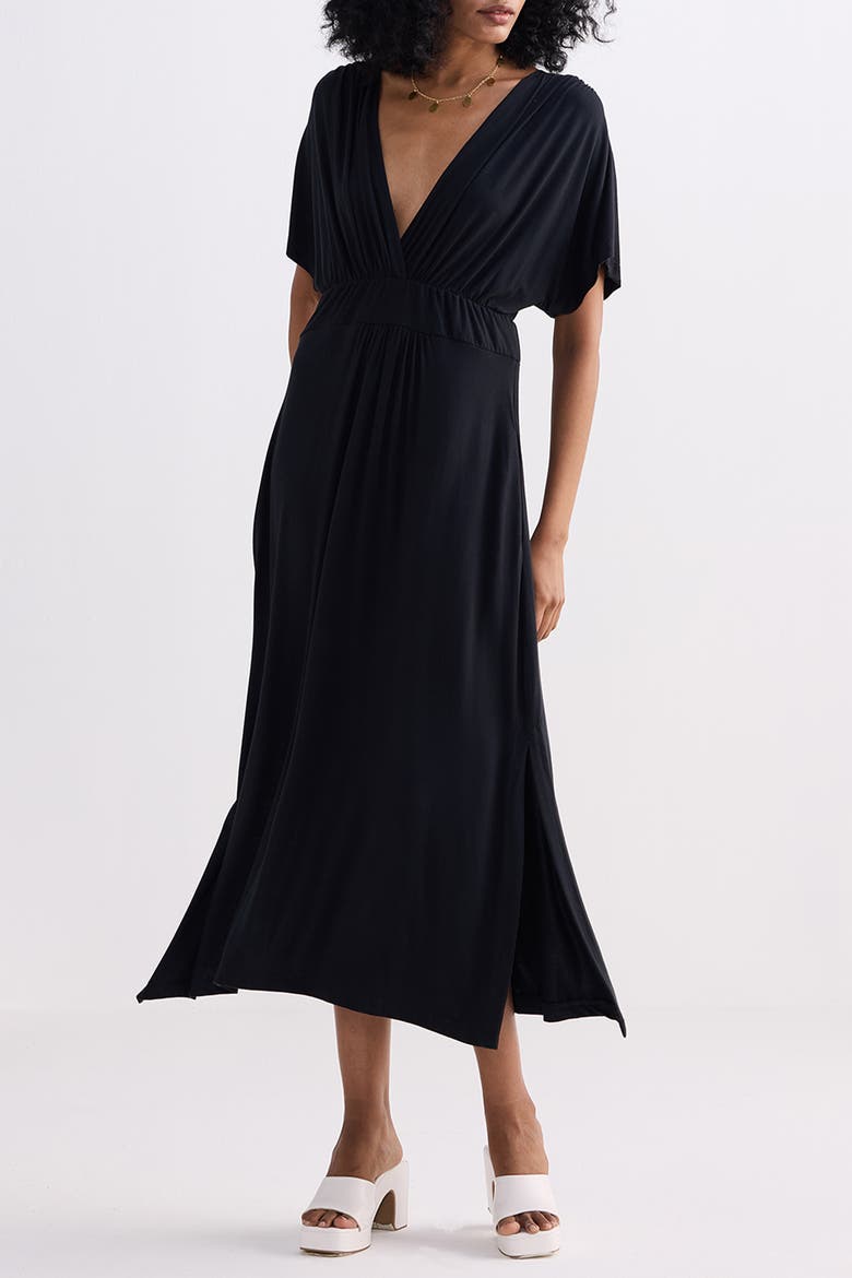 Flowy A-Line Maxi Dress with Side Slits, Main, color, Black