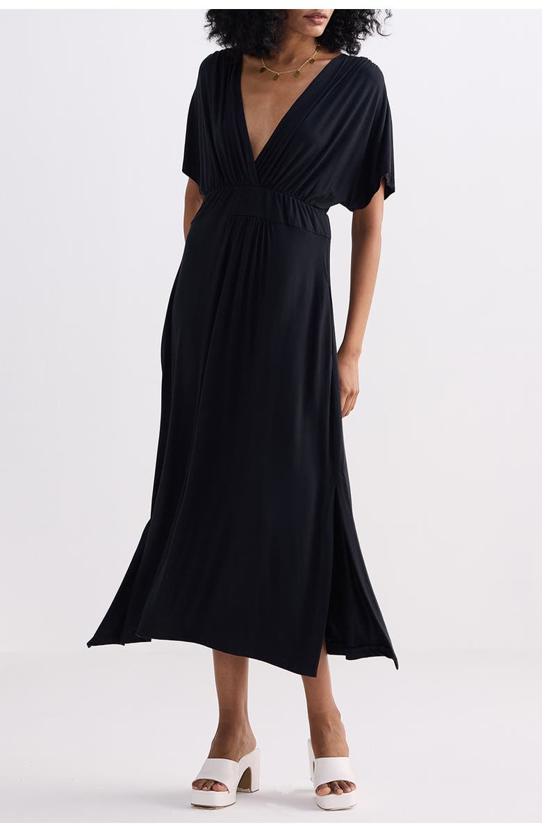 Reistor Flowy A-Line Maxi Dress with Side Slits, Main, color, Black