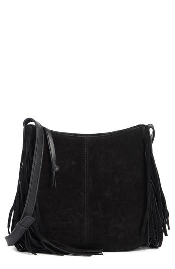 Lucky Brand Bran Nyra Small Fringe Crossbody Bag In Black