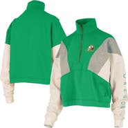 PRESSBOX Women's Pressbox Green Oregon Ducks Ferrara Color Block Quarter-Zip Sweatshirt