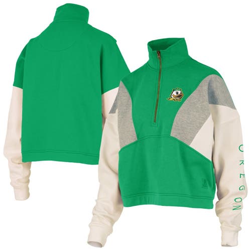Pressbox Green Oregon Ducks Ferrara Color Block Quarter-zip Sweatshirt In Green