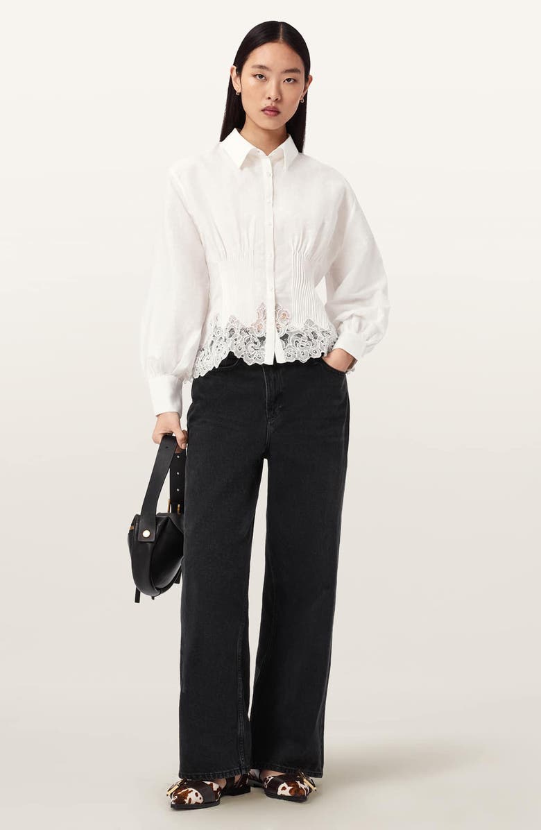 AllSaints Carol Lace Shirt, Alternate, color, White