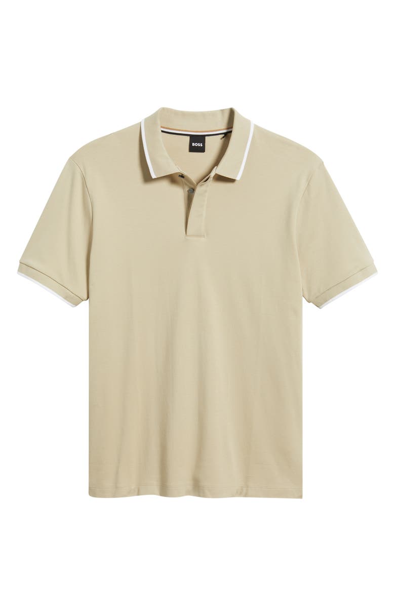 BOSS Parlay Tipped Cotton Polo, Alternate, color, Open Beige