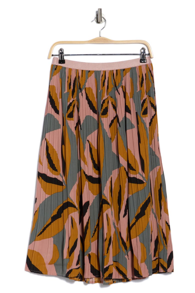 Pleated Midi Skirt, Alternate, color, SEA GREEN PAINTED VINE