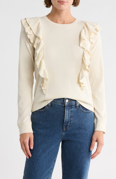 Ruffle Shoulder Knit Top