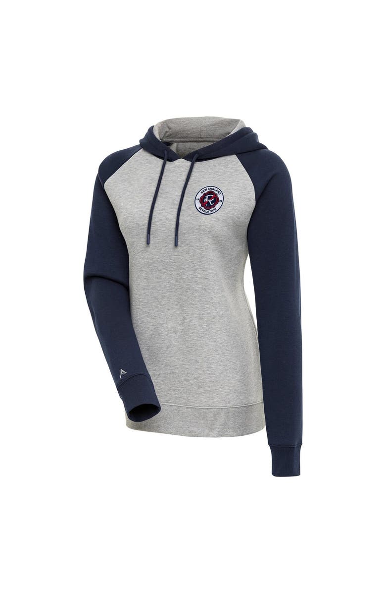 ANTIGUA Women's Antigua  Heather Gray New England Revolution Victory Raglan Sleeve Pullover Hoodie, Main, color, 