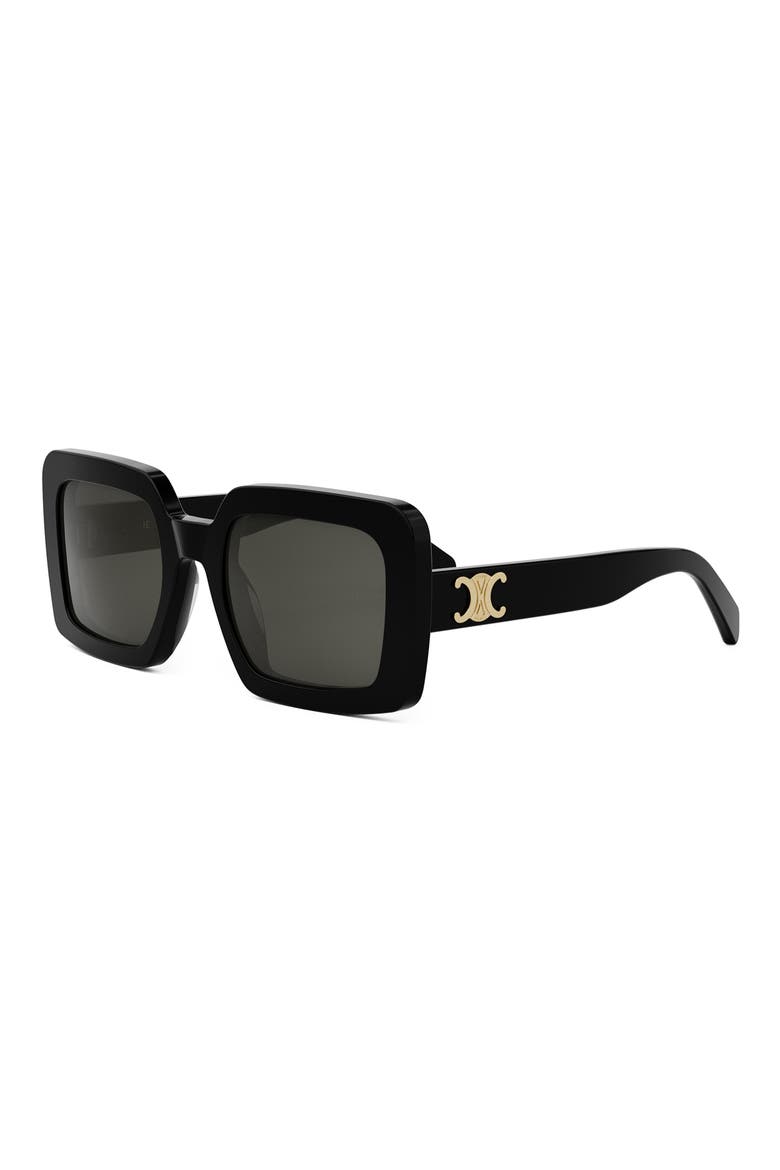 Triomphe 56mm Square Sunglasses, Alternate, color, SHINY BLACK / SMOKE