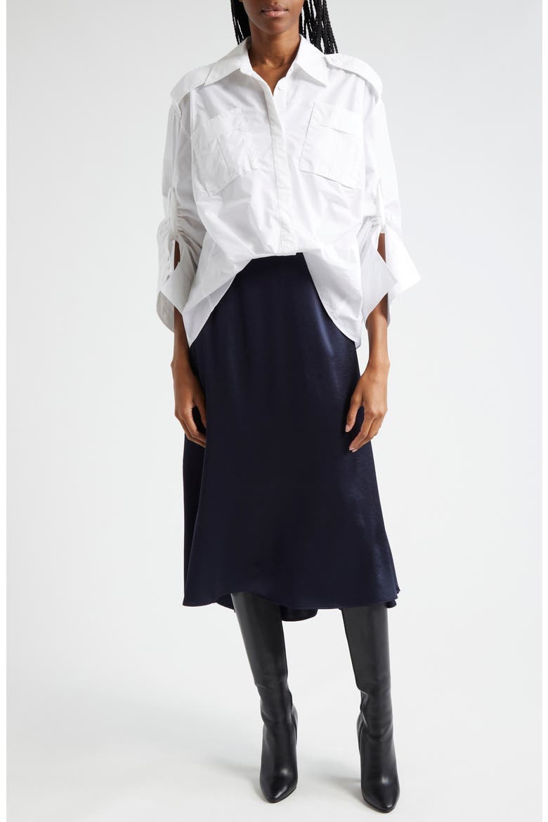 Relaxed Drape Shirtdress, Main, color, WHITE