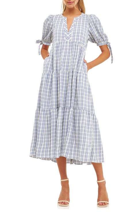 Plaid Tiered Midi Dress