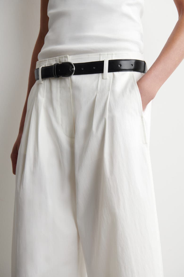 Pleated Cotton Balloon-leg Pants, Alternate, color, WHITE
