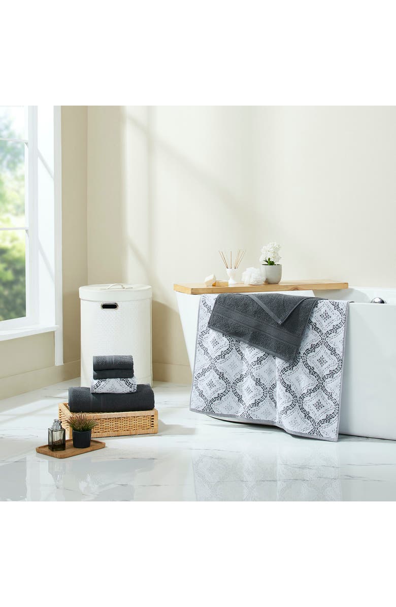 Modern Threads 6 Piece Yarn Dye Towel Set, Alternate, color, Coal