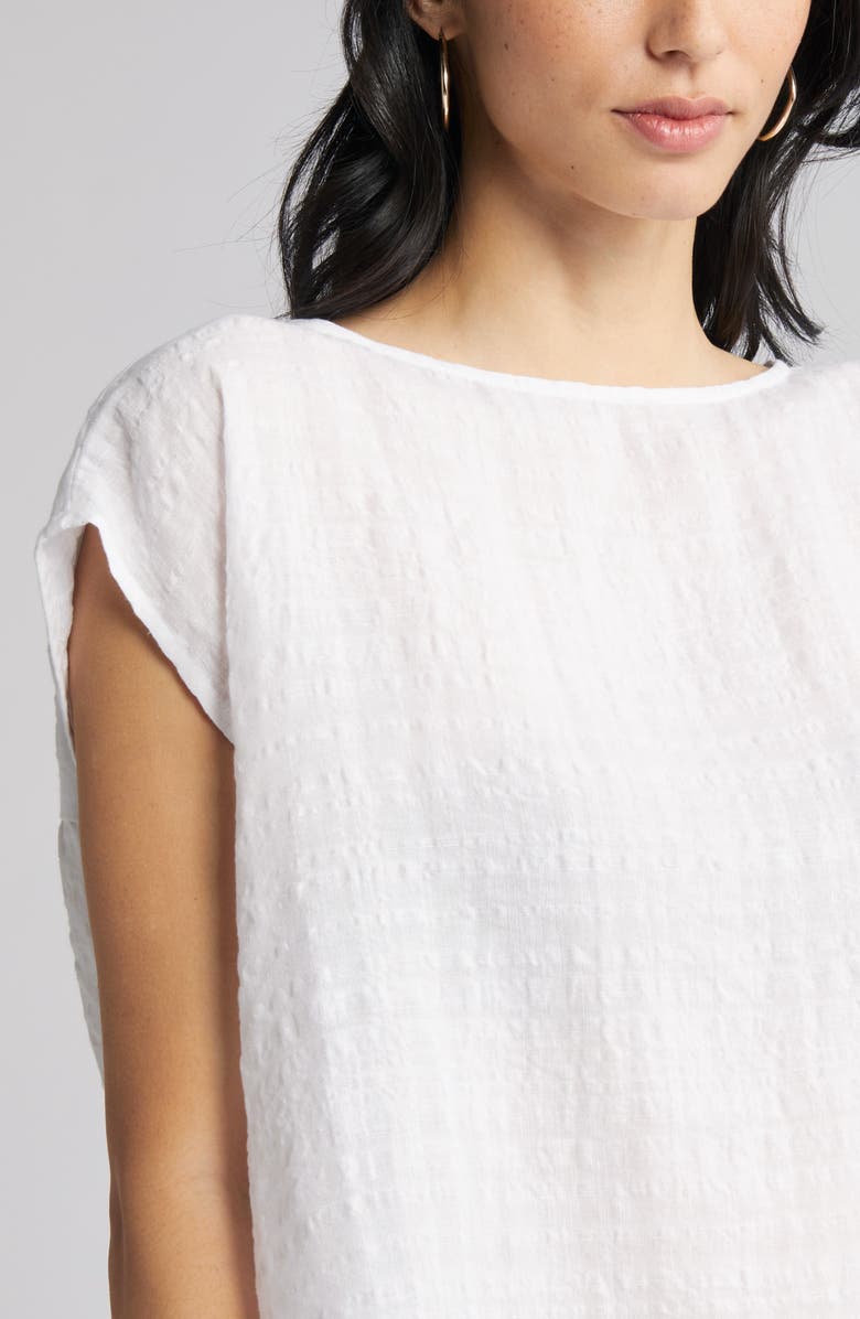 Eileen Fisher Bateau Neck Organic Linen & Cotton Top, Alternate, color, 