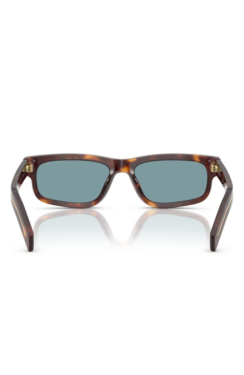 Prada 57mm Polarized Rectangular Sunglasses, Alternate, color, Brown Tort