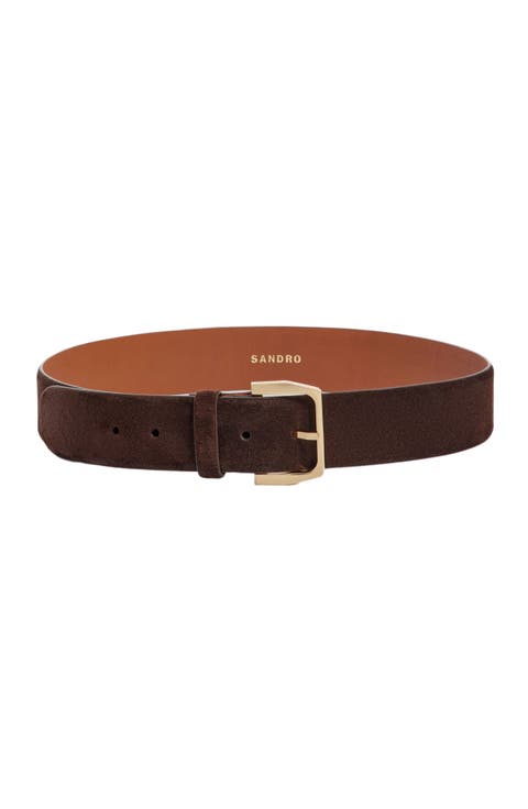 Leather belt with metal buckle