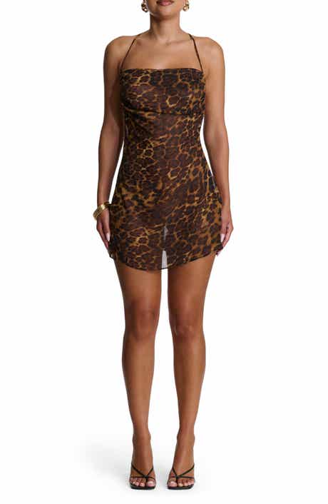 Naked Wardrobe Leopard Print Chiffon Minidress