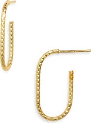 ARGENTO VIVO Diamond Cut Elongated Oval Hoop Earrings