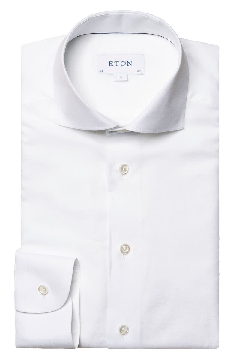 Eton Contemporary Fit Cotton & Linen Dress Shirt, Alternate, color, 