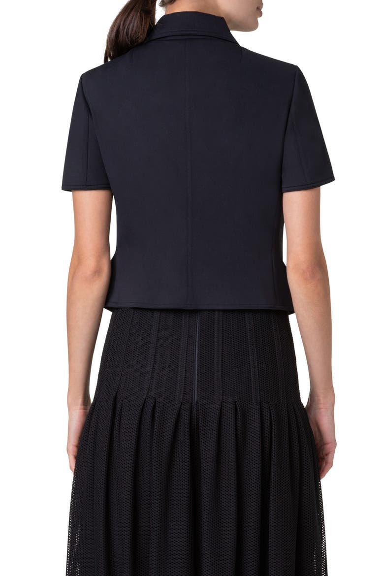 Peplum Short Sleeve Spacer Knit Biker Jacket, Alternate, color, BLACK