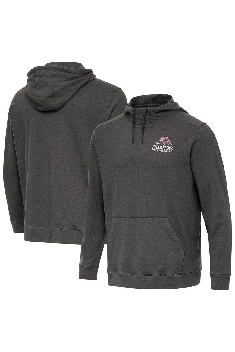 Men's Antigua Black New York Knicks 2026 NBA Finals Champions Wordmark Cloud Hoodie, Main, color, Black