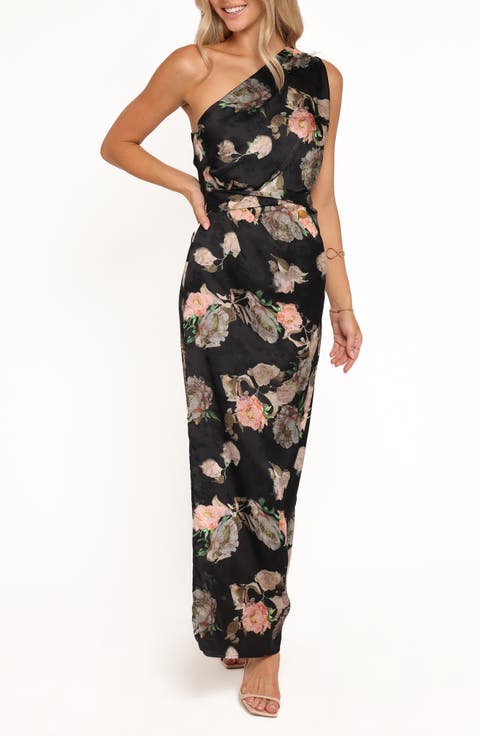 Nadia One-Shoulder Floral Gown