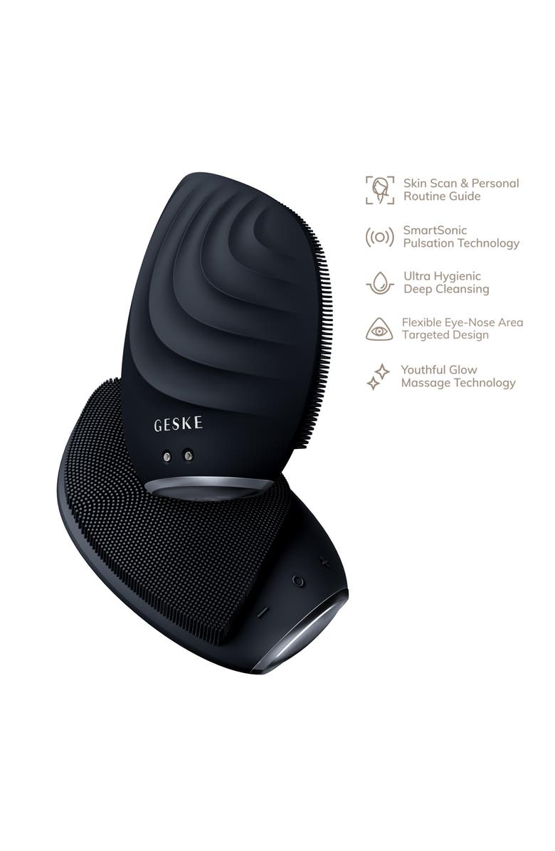 GESKE SmartAppGuided Sonic Facial Brush | 5 in 1, Alternate, color, Black