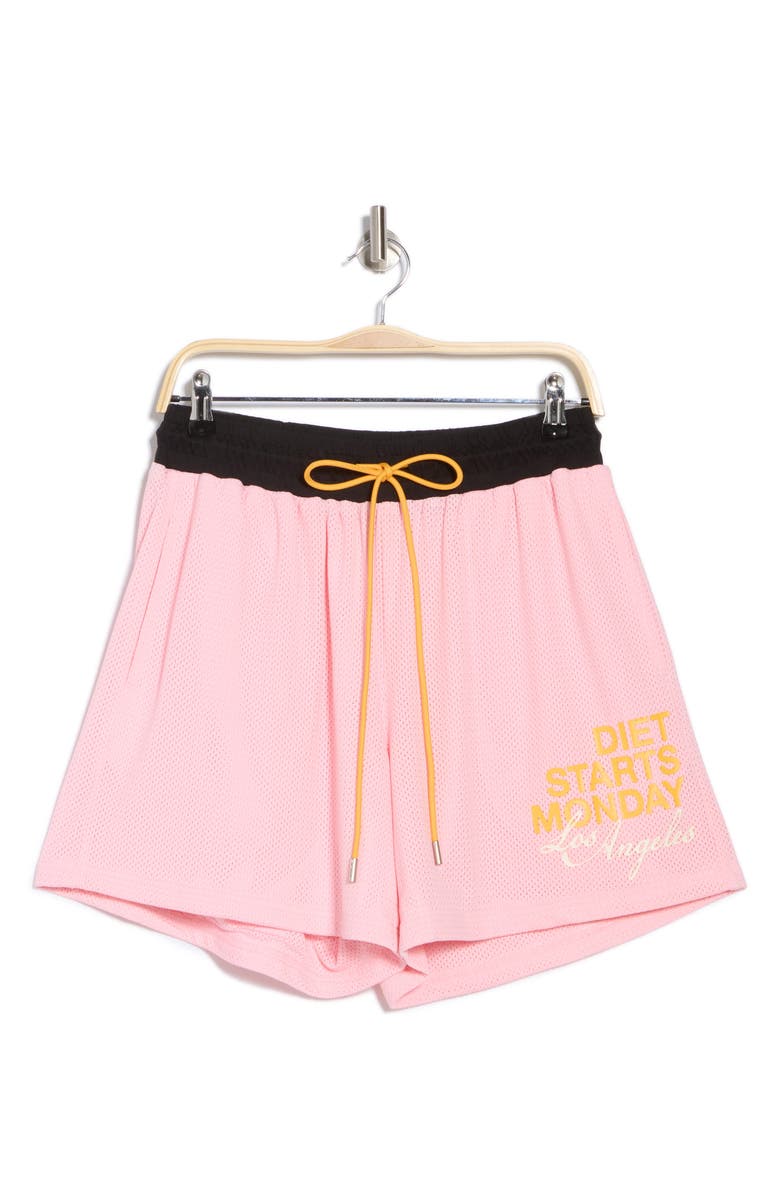 DIET STARTS MONDAY Drawstring Mesh Shorts, Alternate, color, Pink