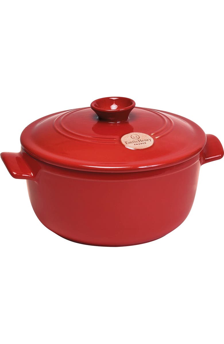 Emile Henry Flame Round Stewpot Dutch Oven, 4.2 Quart, Main, color, Red