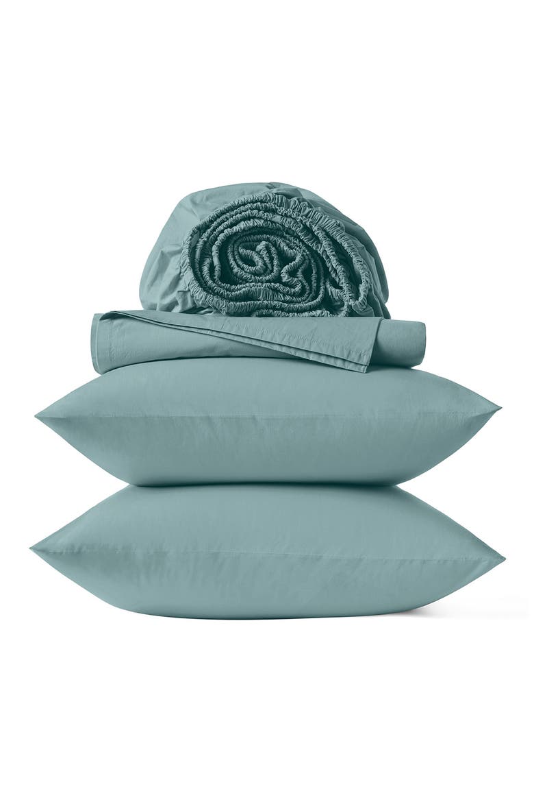 Refined 300 Thread Count Organic Cotton Percale Sheet Set, Main, color, PACIFIC BLUE