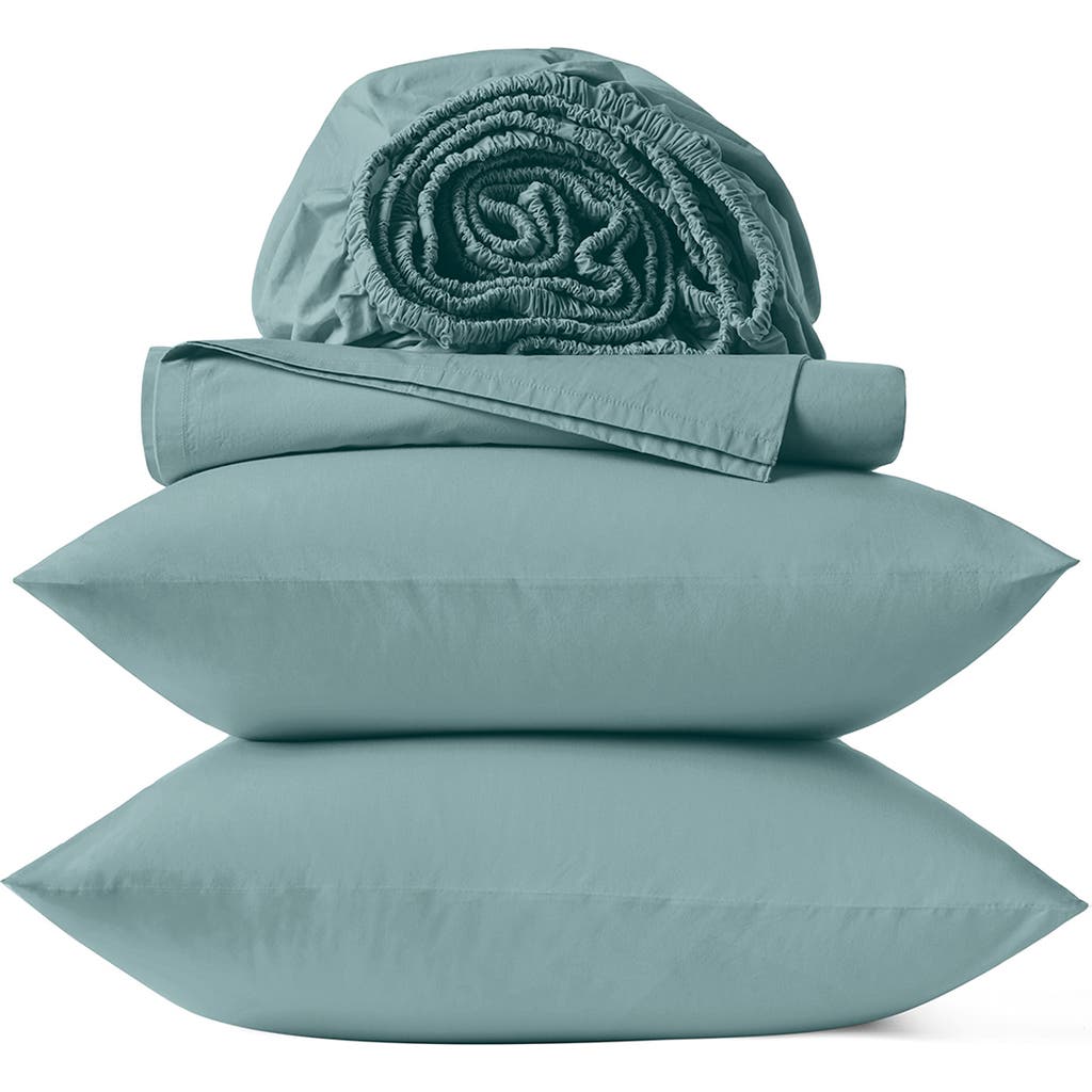 Coyuchi 300 Thread Count Organic Cotton Percale Sheet Set In Green