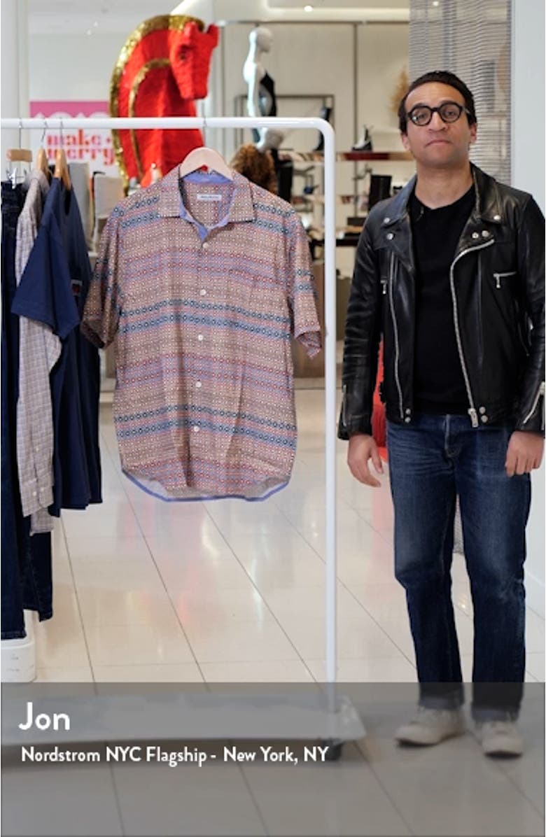 Bodega Dunes Tiles Short Sleeve Silk Button-Up Shirt, sales video thumbnail