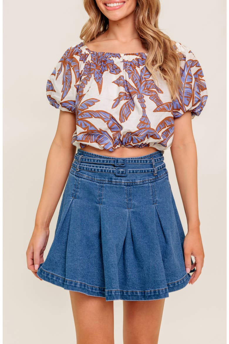 Washed Denim Skort, Alternate, color, MEDIUM INDIGO