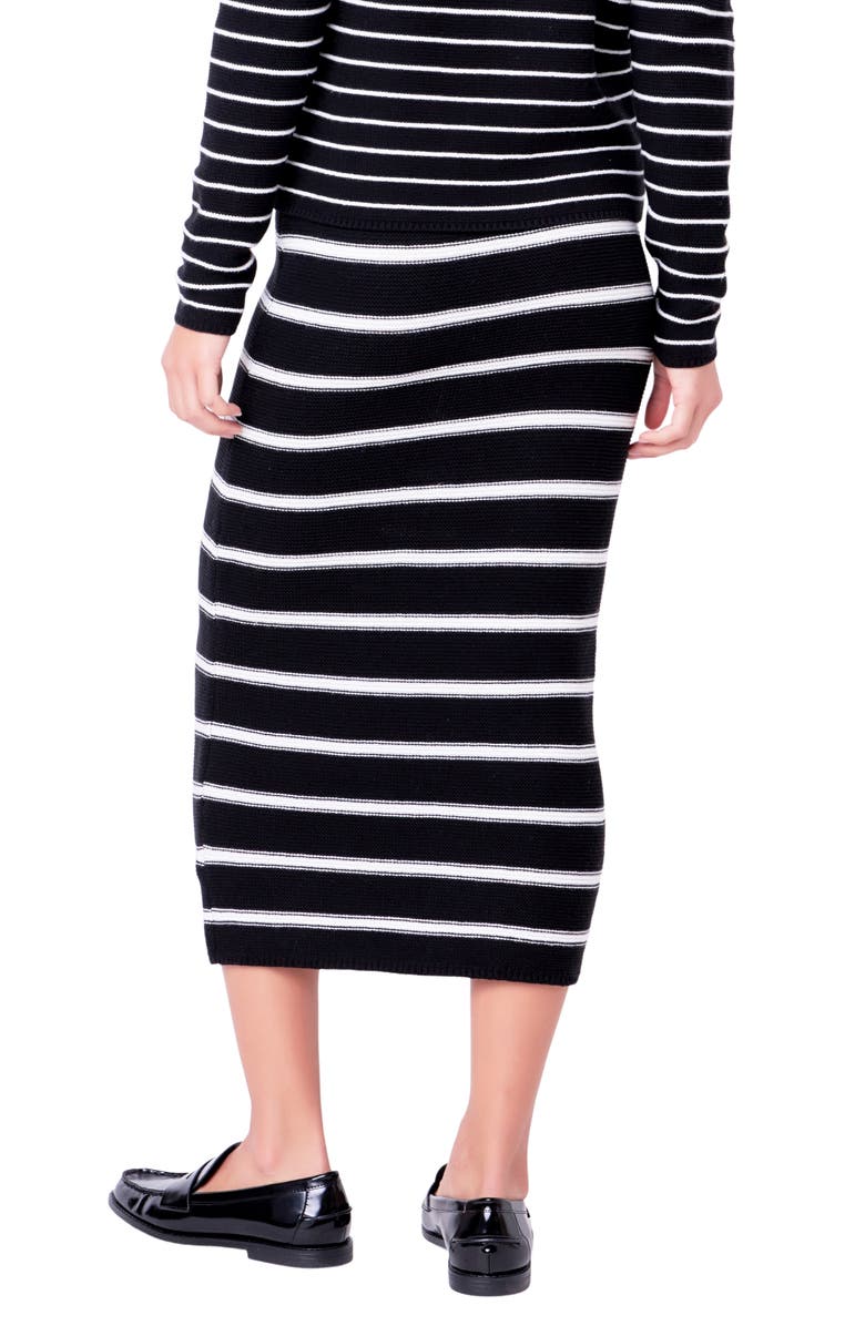 English Factory Stripe Sweater Skirt, Alternate, color, Black/ White