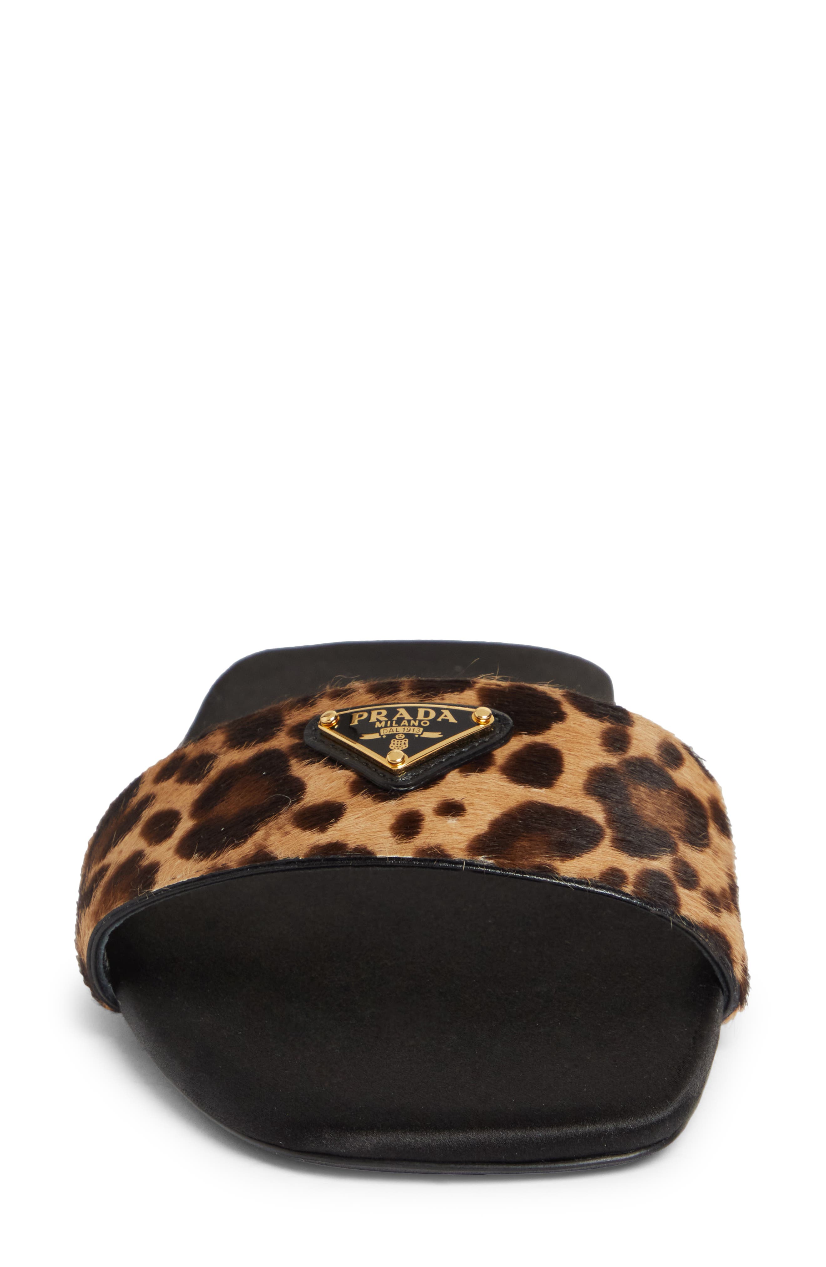 Prada Animal Print Genuine Calf Hair Slide Sandal, Alternate, color, 